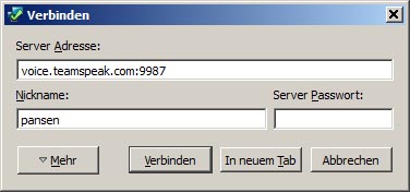 Connect-Fenster vom TS3 Client RC2 ohne Portangabe
