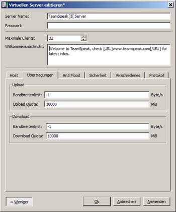 TS3 Server: Dateitransfer Konfiguration