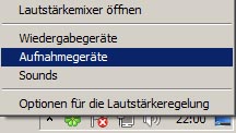 Windows 7 Aufnahmegeräte-Einstellungen